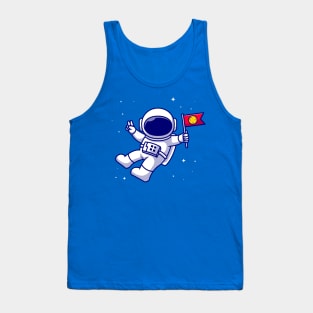 Astronaut Bring Flag In Space Cartoon Tank Top